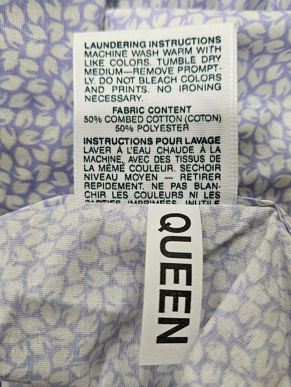 VTG Laura Ashley Blue White Micro Floral Leaves Queen Bedskirt 80s 90s NWOT - Picture 10 of 10